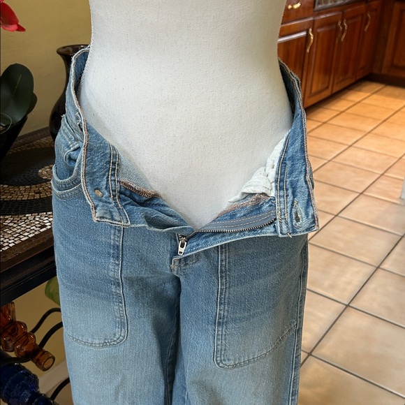 We The Free Piper Mid Rise Blue Wash Crop Wide Leg Relaxed Fit Jeans Size 27 - Picture 4 of 16